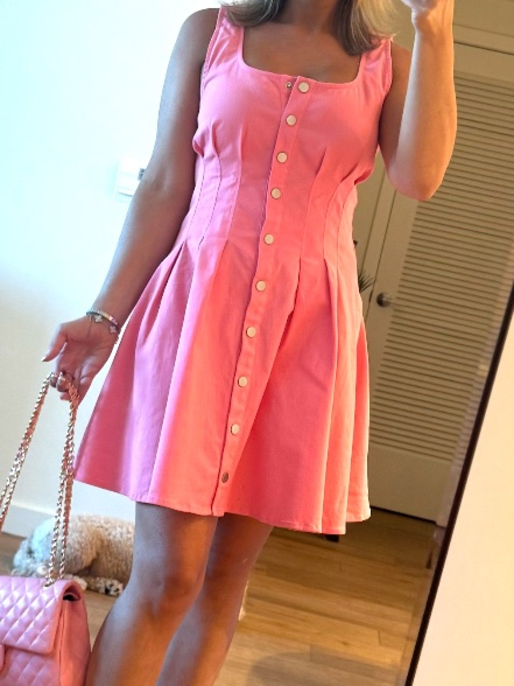 Vici Pink Button-Front Mini Dress